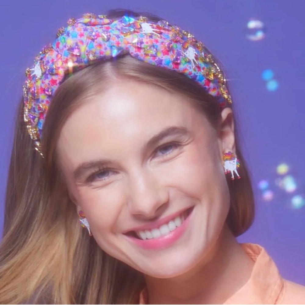 Limited Edition Lele Sadoughi x Lisa Frank iridescent crystal unicorn headband - Picture 2 of 10